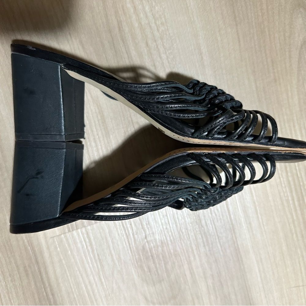 Dolce Vita Black Delana Woven Leather Sandals 7.5 Block Heel - Picture 4 of 12